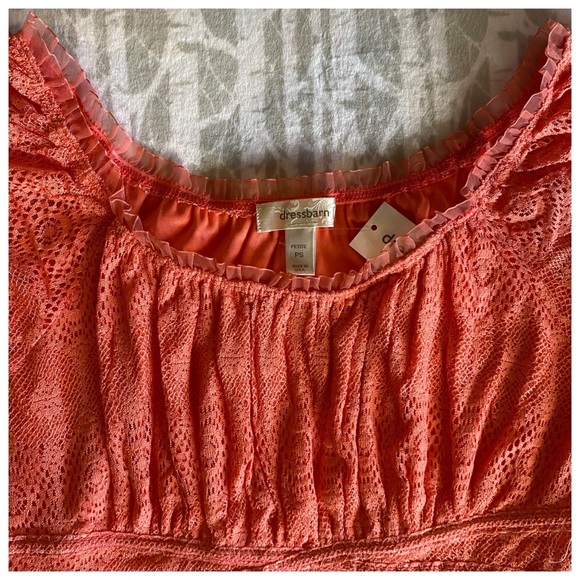 Dress Barn Brazen Orange Lacey Petite Top - Picture 3 of 8